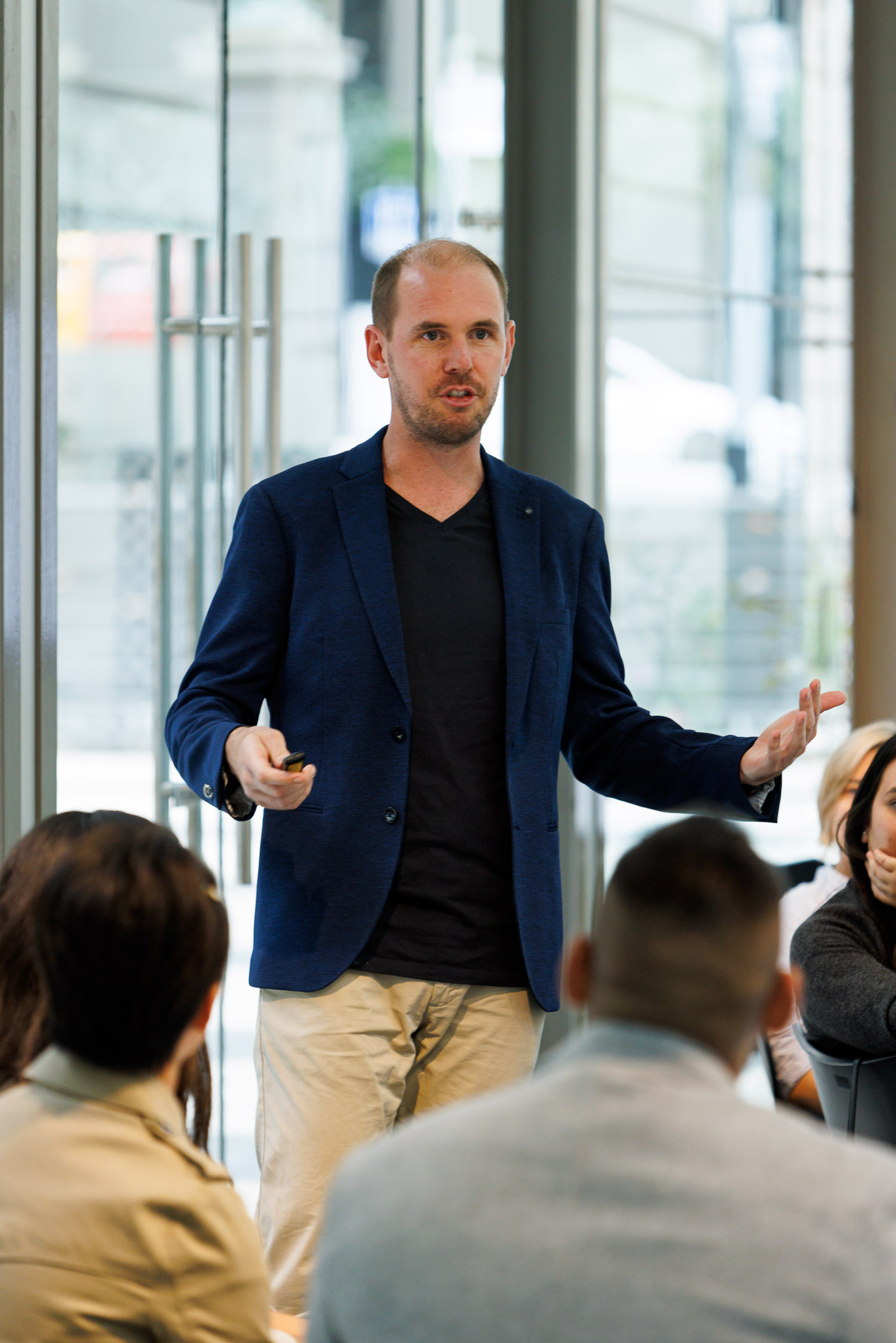 Tristan Wright presenting to a business owner audience